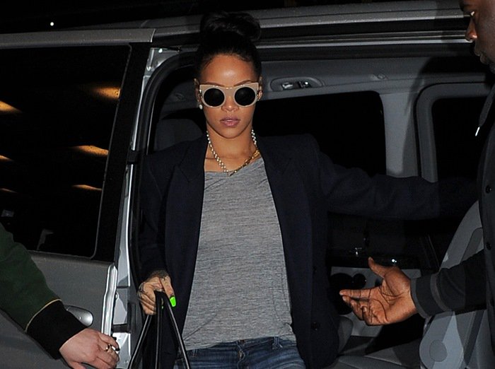 Rihanna rocked a heavyweight wool-blend "Orson" coat by Reformation