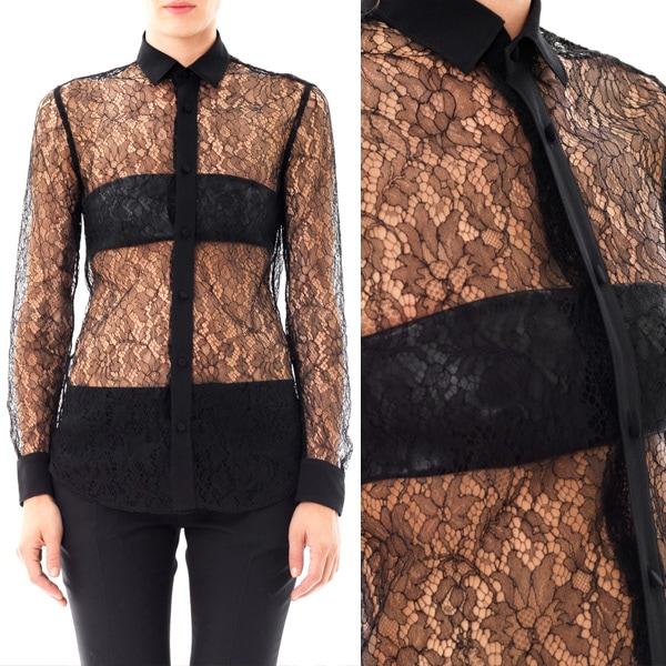 Saint Laurent Silk and Lace Shirt