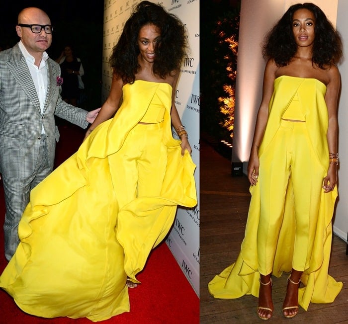 Solange Knowles in a yellow ensemble from the Christian Siriano Spring 2014 collection
