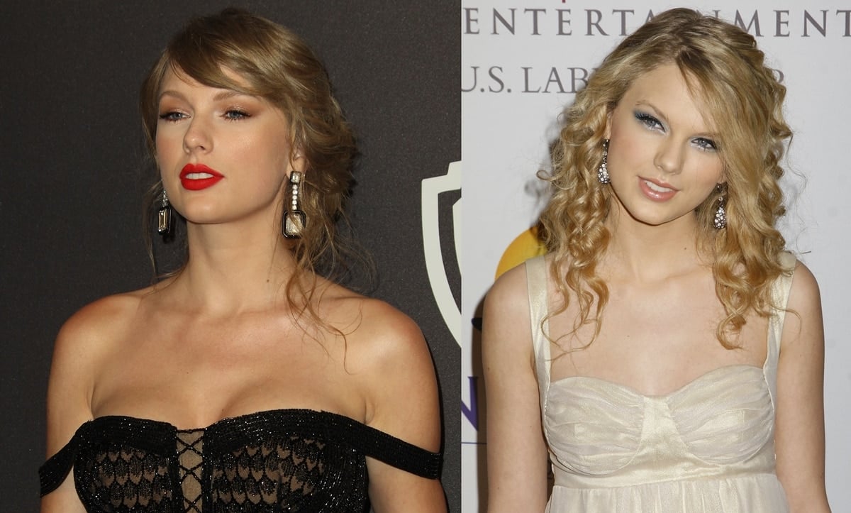 Before and after rumored boob job: Taylor Swift displays cleavage in 2019 and 2008