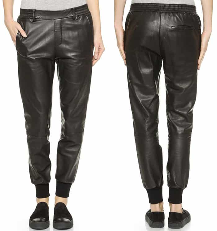 Vince Garment Wass Leather Jogger Trousers