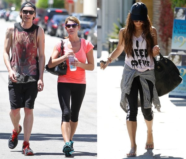 Hollywood works out (L-R): Jamie Campbell Bower with Ashley Greene and Vanessa Hudgens