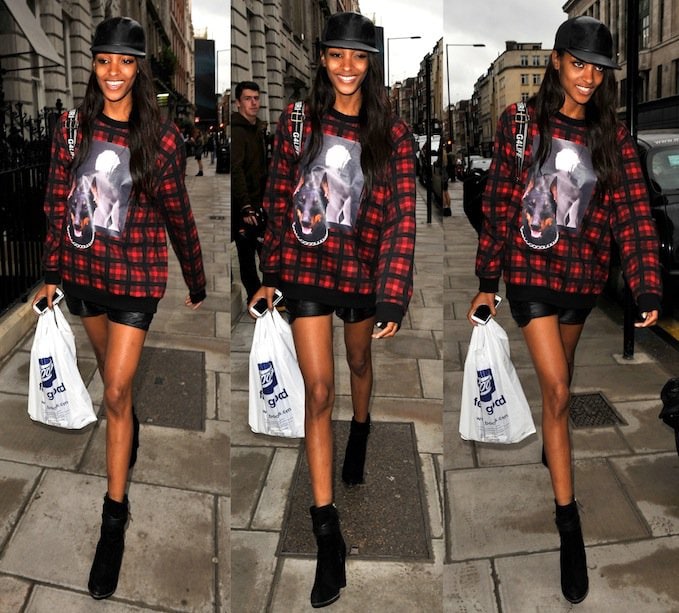 Jourdan Dunn attending the Topshop Unique show at London Fashion Week on September 15, 2013