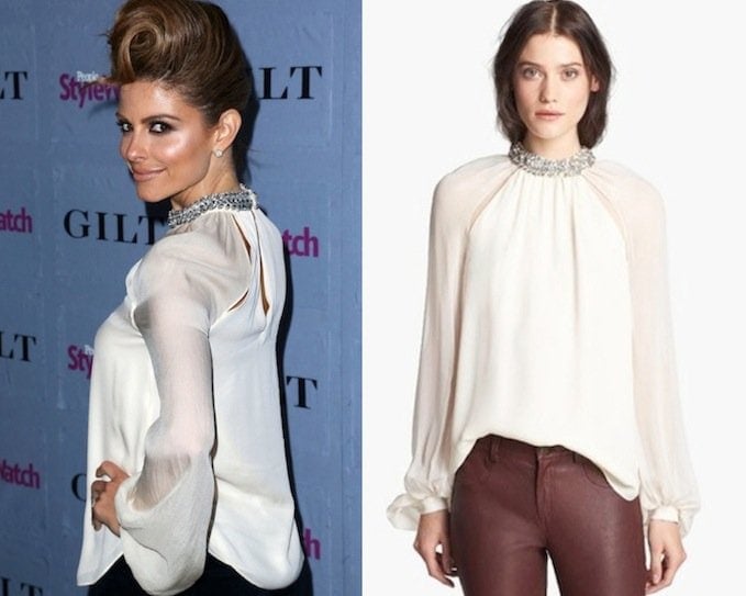 Haute Hippie Crystal Collar Silk Blouse in Ivory/Crystal