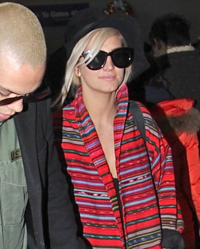 Ashlee Simpson and Evan Ross at Los Angeles International Airport