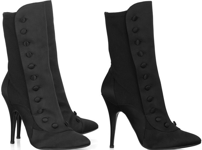 Balmain Button-Up Silk-Satin Boots