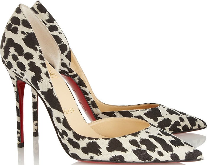 Christian Louboutin "Iriza" 100 Leopard-Print Satin Pumps