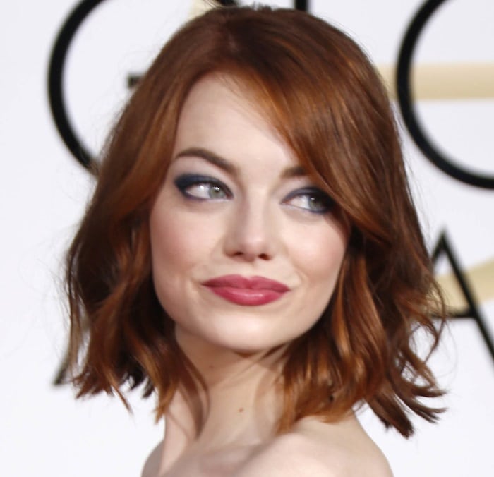 Emma Stone at the 72nd Annual Golden Globe Awards at The Beverly Hilton Hotel in Beverly Hills on January 11, 2015