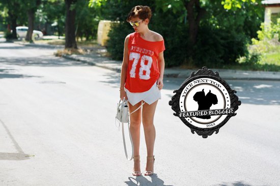 Ivelina's origami skort and ankle-strap sandals