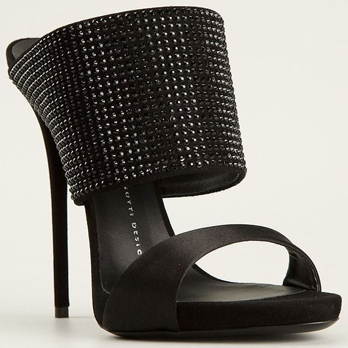 Crystal-Embellished Black Giuseppe Zanotti Mule Sandals