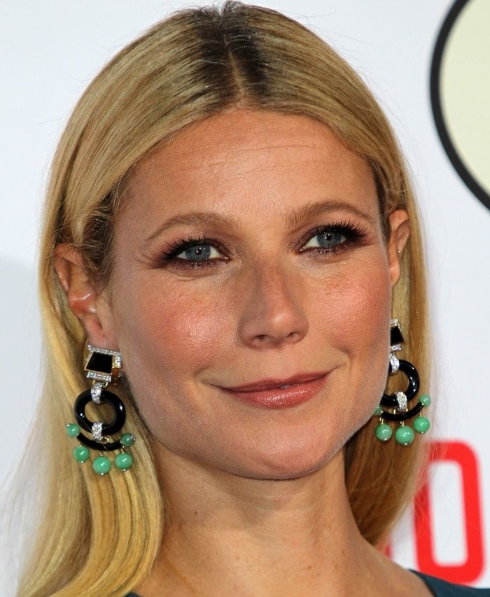 Gwyneth Paltrow accessorized with David Webb jewelry at the premiere of Mortdecai