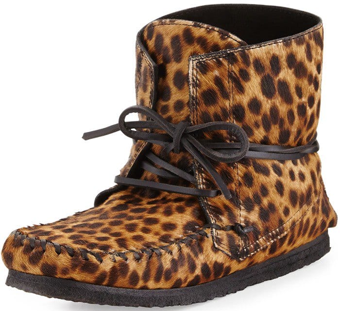 Isabel Marant Flavie Leopard-Print Calf Hair Moccasin Boot
