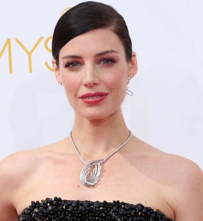Jessica Paré at the 2014 Emmy Awards at the Nokia Theatre in Los Angeles on August 25, 2014