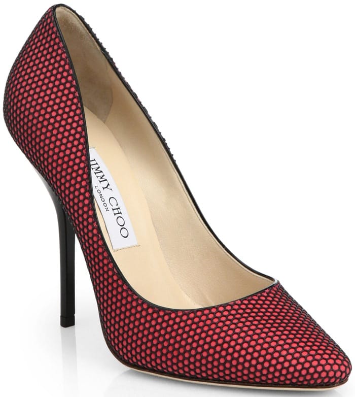 Jimmy Choo Brown Mimi Mesh Almond-Toe Pumps