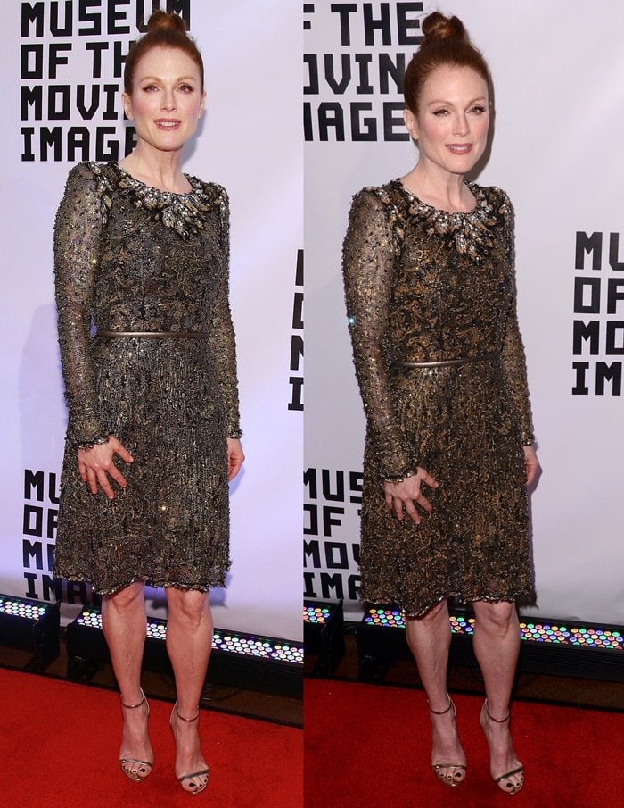 Julianne Moore flaunted her legs in Jimmy Choo's Minny sandals