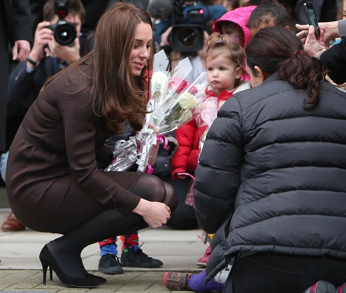 Catherine, Duchess of Cambridge (aka Kate Middleton) visits The Fostering Network in London on January 16, 2015