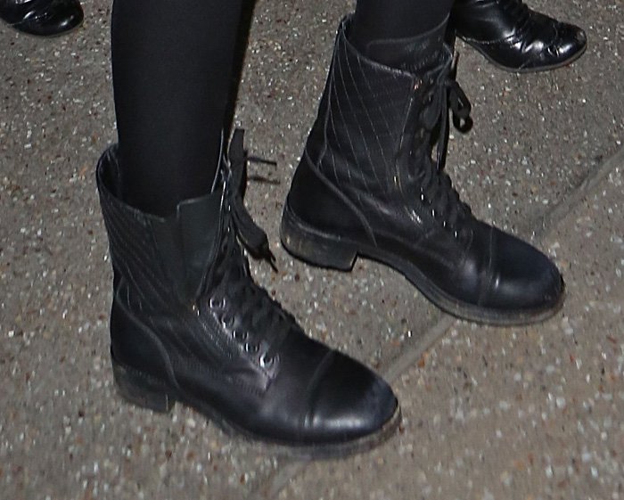 Kendall Jenner shows off her Chanel quilted combat boots