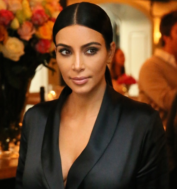 Kim Kardashian leaving A.O.C. restaurant.