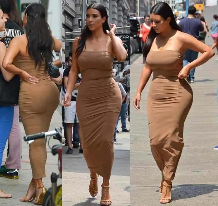 Kim Kardashian West has been spotted wearing Wolford's Fatal dress, which can be worn as a strapless dress, mid-length pencil skirt, or mini skirt
