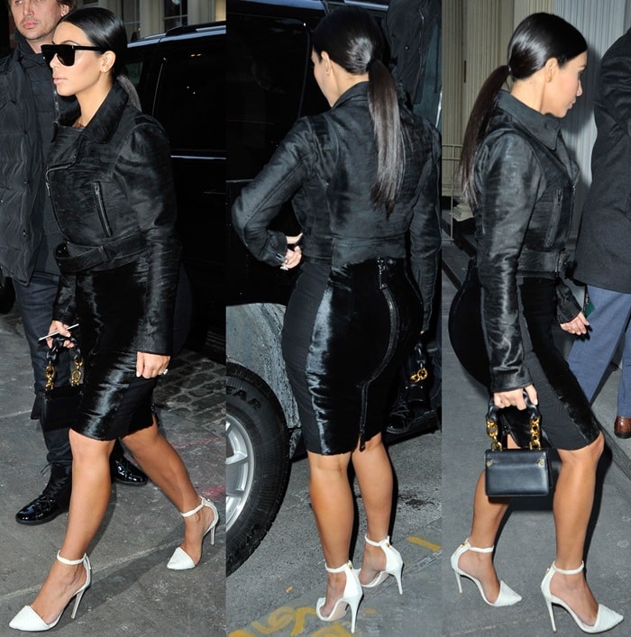Kim Kardashian flaunts her freezing booty in a leg-baring tight, zip-up mini skirt