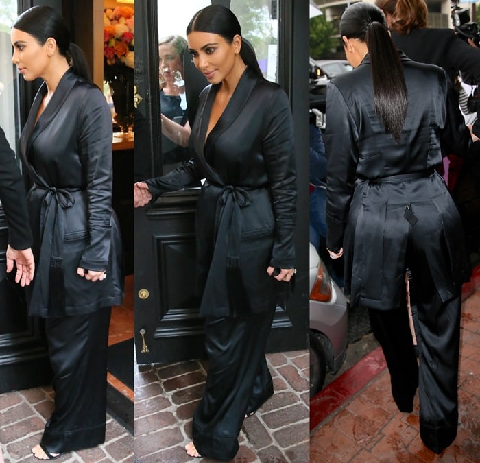 Kim Kardashian leaving A.O.C. restaurant.