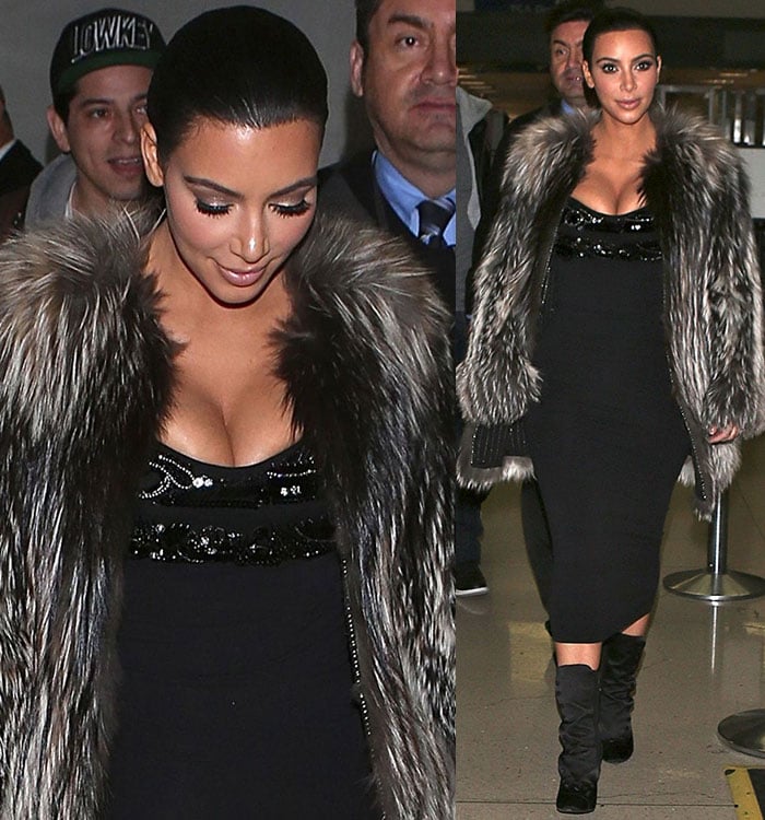 Kim Kardashian's tight Wolford dress and beaded Prada bra top