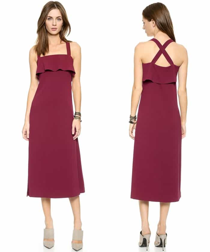 Crossover shoulder straps lend a flirty touch to this KIMEM dress