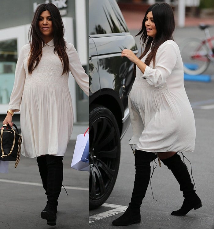 Kourtney Kardashian kept her hair down while shopping at Fred Segal