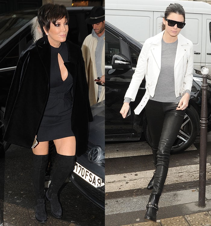 Kris and Kendall Jenner out for lunch in Paris, France, on January 26, 2015