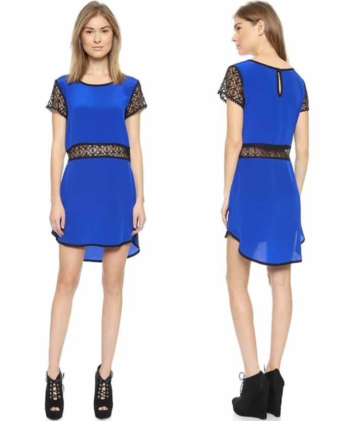 LIV Shift Dress with Lace in Cobalt