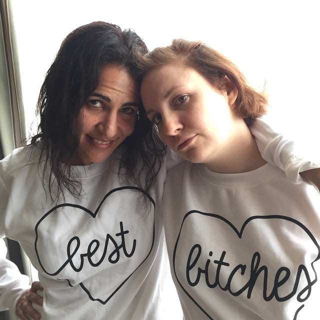 Shared by Lena Dunham on January 12, 2015, with the caption "Getting prepped with my best bitch @campsucks"
