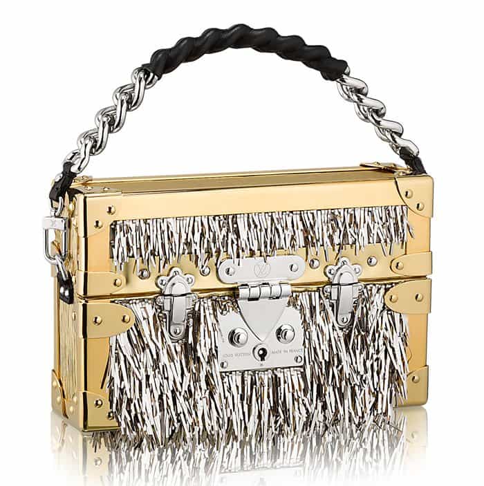 Louis Vuitton's Petite Malle metallic fur clutch