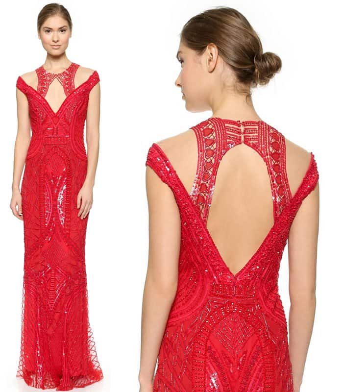 Monique Lhuillier Beaded Cutaway Gown