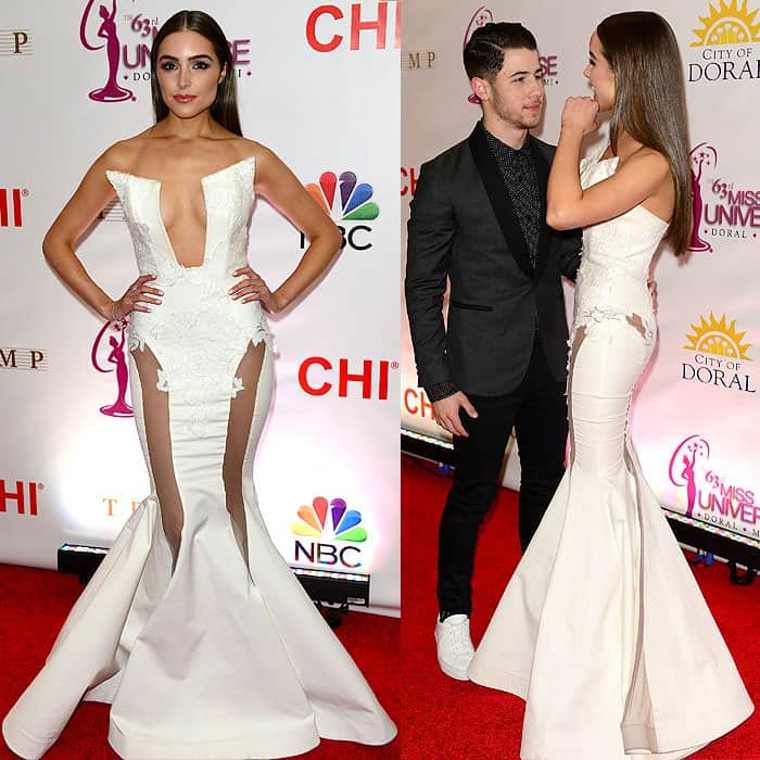 Olivia Culpo in an MT Costello evening gown that leaves little to the imagination