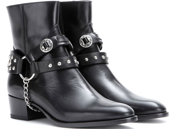 Saint Laurent Wyatt Leather Ankle Boots