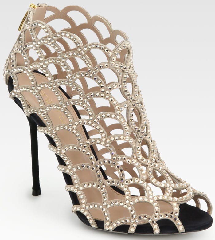Sergio Rossi s Mermaid Swarovski Crystal Sandal Booties