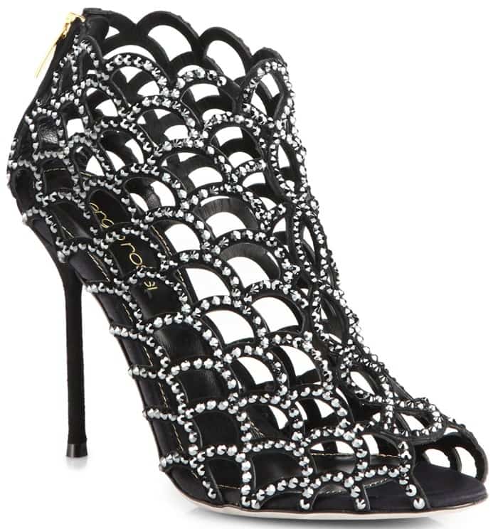 Sergio Rossi Black Mermaid Jeweled Suede Ankle Boots