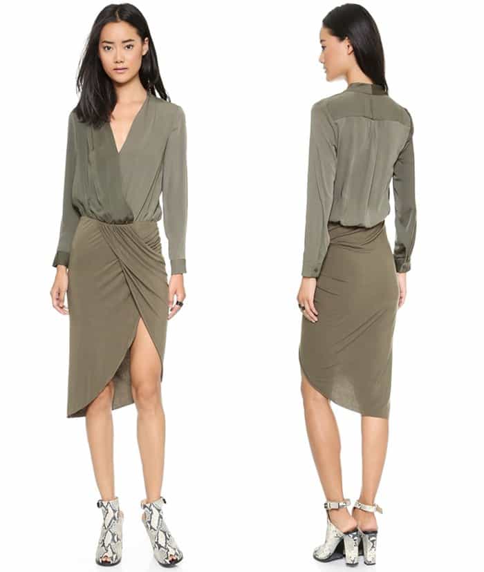 Shades of Grey by Micah Cohen Crossover Sarong Dress in Sage