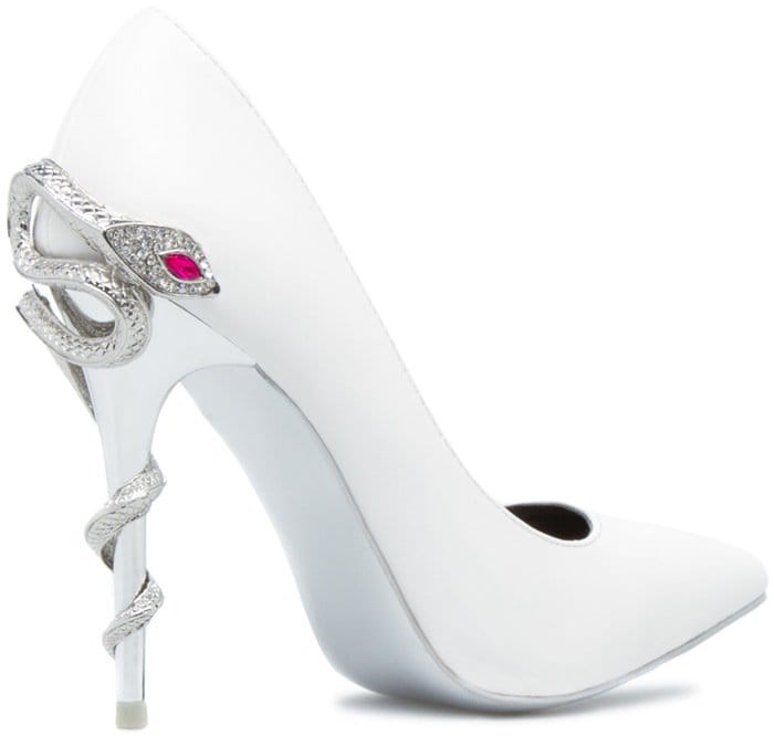 White Sexy Snake Accented Pump