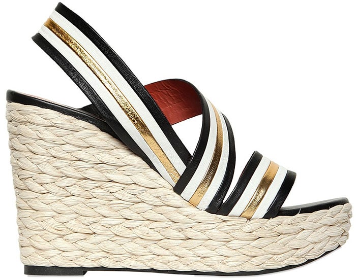 Sonia Rykiel striped leather espadrille wedges