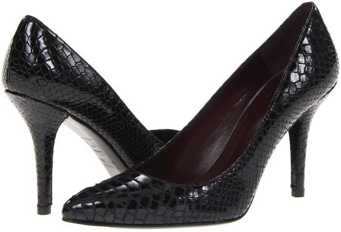 Stuart Weitzman Power Black Crystal Snake Pumps