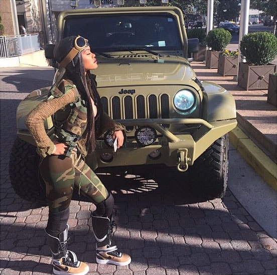 Teyana Taylor wearing Nike RT Air Force 1 sneaker boots