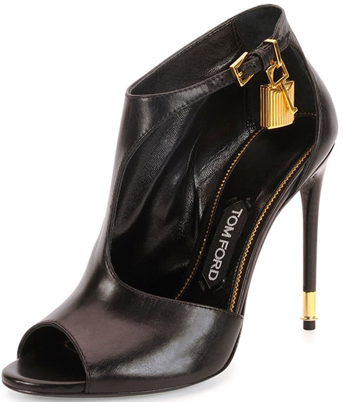 Tom Ford Padlock Leather Ankle-Wrap Bootie