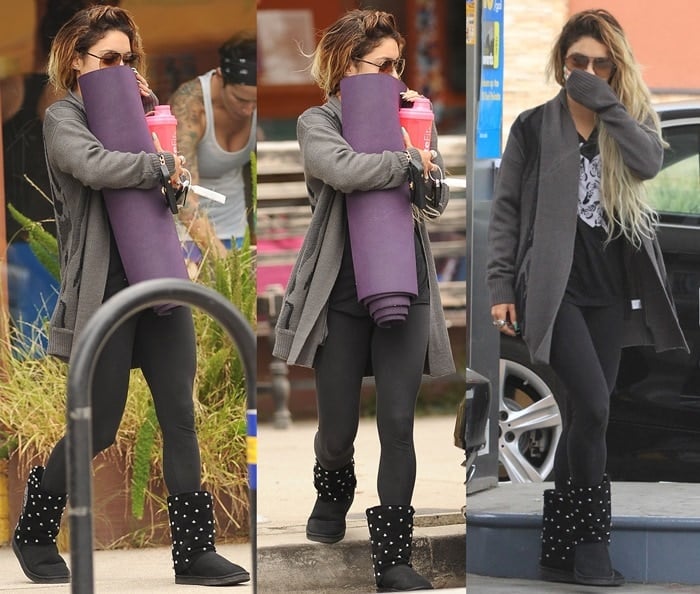 Vanessa Hudgens flaunts her fit legs in leggings after wrapping up a yoga session