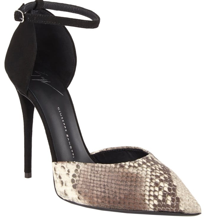 Giuseppe Zanotti Snake-Stamped Ankle-Strap Pumps