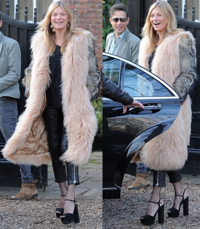 Kate Moss and her husband, Jamie Hince, leave their home for a birthday getaway in London on January 16, 2015