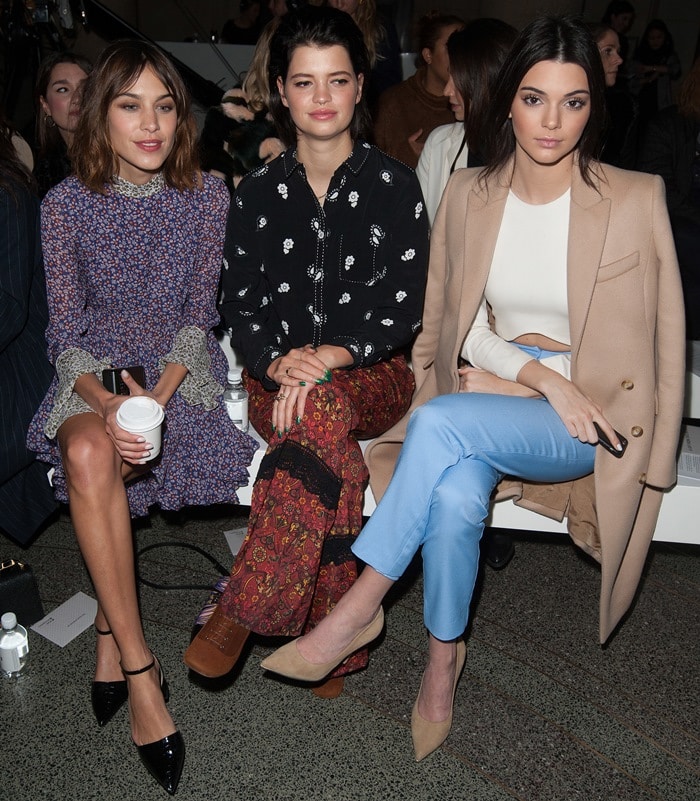 Alexa Chung, Pixie Geldof, and Kendall Jenner at the Topshop Unique show during London Fashion Week Fall/Winter 2015/16 at Tate Britain in London on February 22, 2015