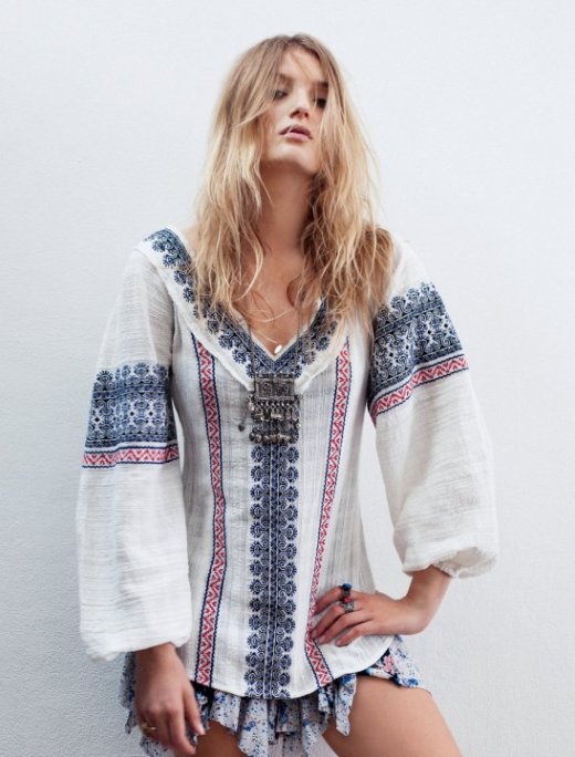 All Roads Embroidery Double V Tunic
