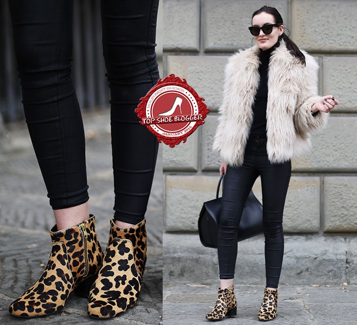 Anouska's leopard-print boots and fur coat