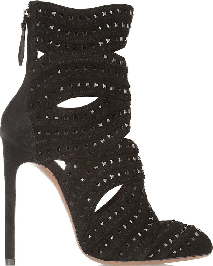 Alaia Studded Cutout Suede Boots